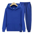 Plain Hooded Fit Tracksuit for Ultimate Comfort Blue