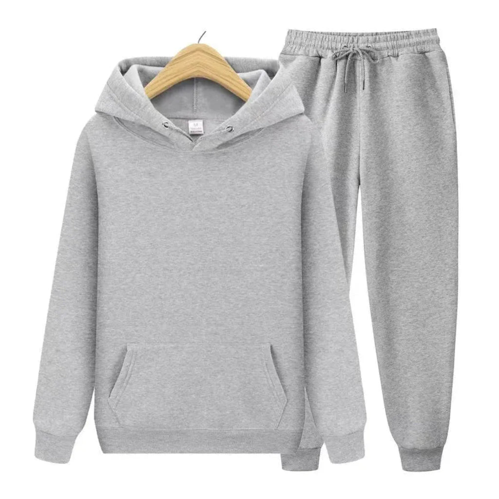 Plain Hooded Fit Tracksuit for Ultimate Comfort Gray