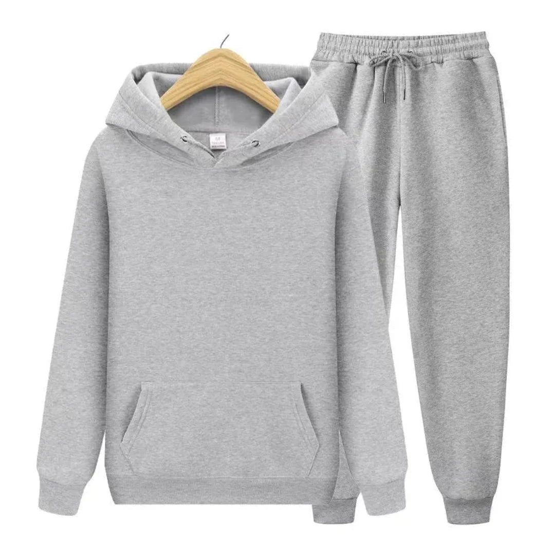 Plain Hooded Fit Tracksuit for Ultimate Comfort Gray