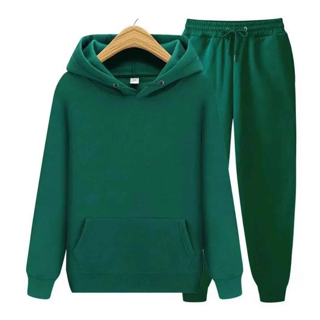 Plain Hooded Fit Tracksuit for Ultimate Comfort Green