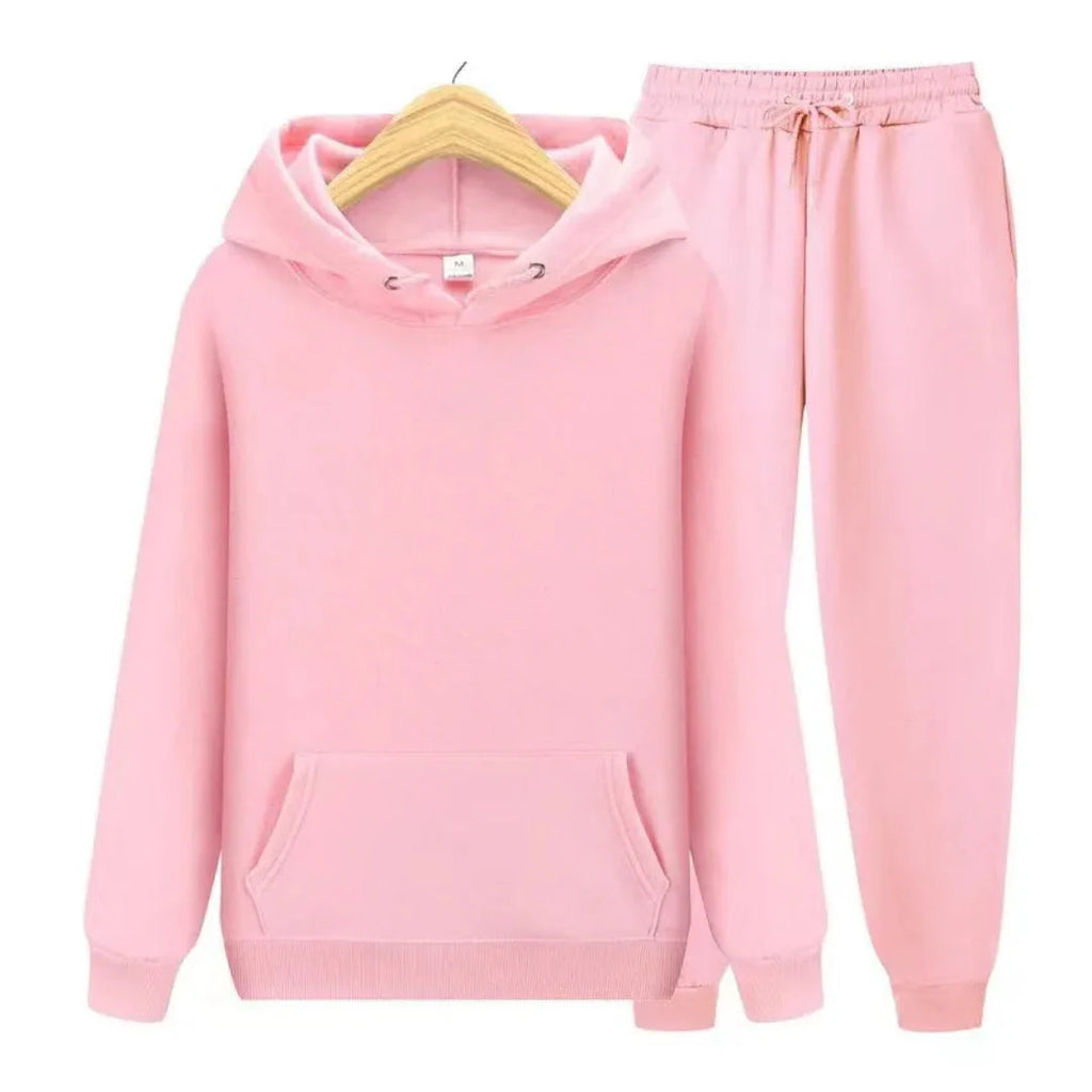 Plain Hooded Fit Tracksuit for Ultimate Comfort Light Pink