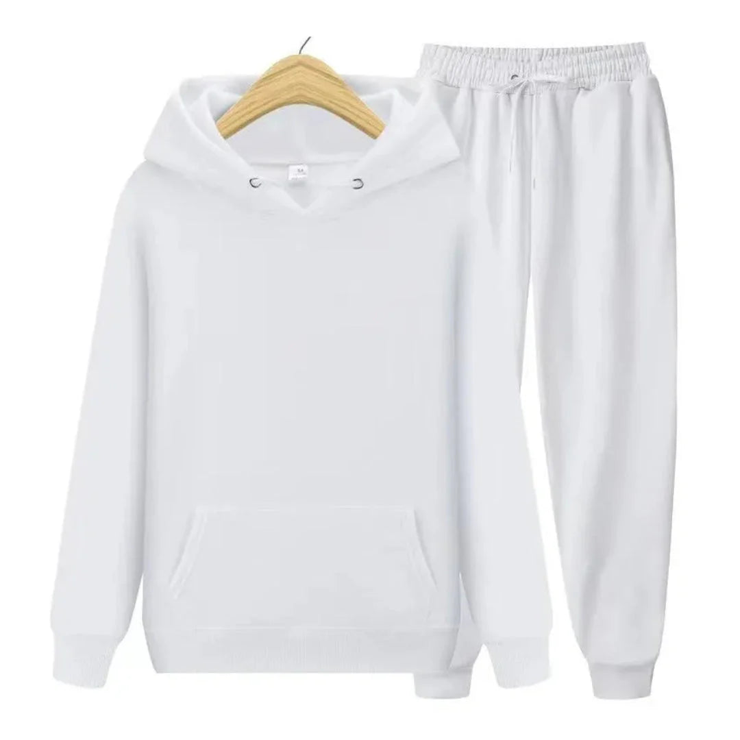 Plain Hooded Fit Tracksuit for Ultimate Comfort White