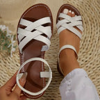 Women's Open Toe Strappy Gladiator Sandals White