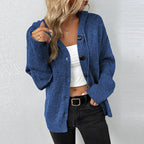Lightweight Knit Hooded Cardigan for Women - Cozy & Warm Everyday Wear Blue