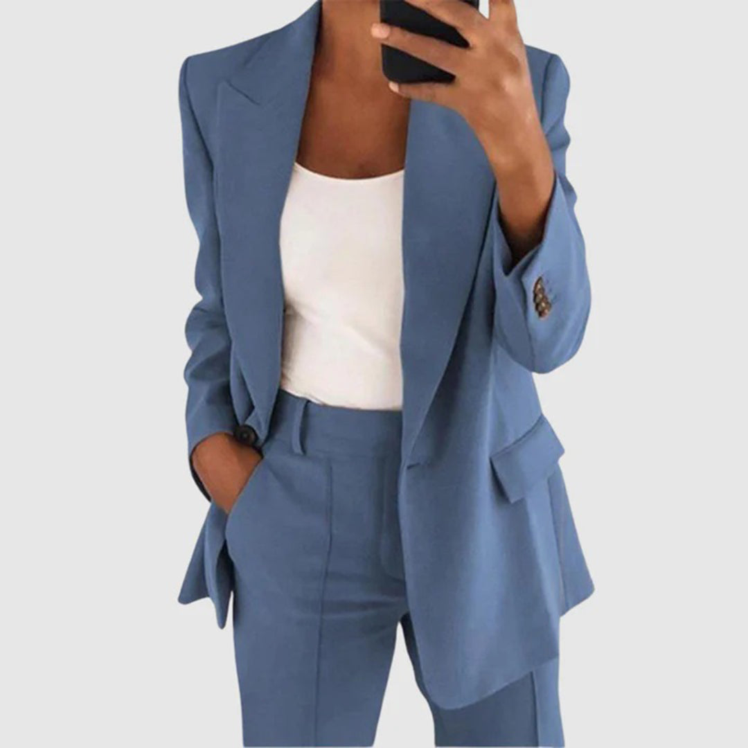 Womens Blazer And Pants Set For Work Professional Suit Blue