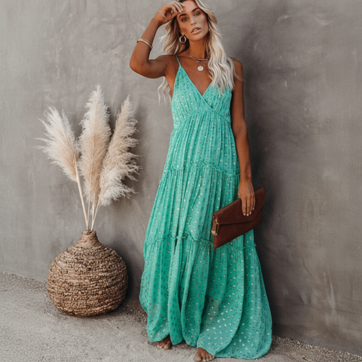 Women's Floral Bohemian Maxi Dress-MODAUTLET