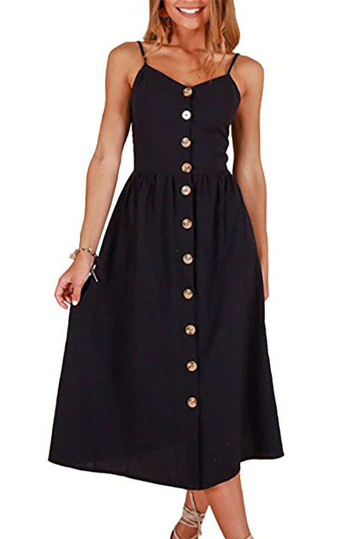 Women's Button-Up Midi Dress-MODAUTLET