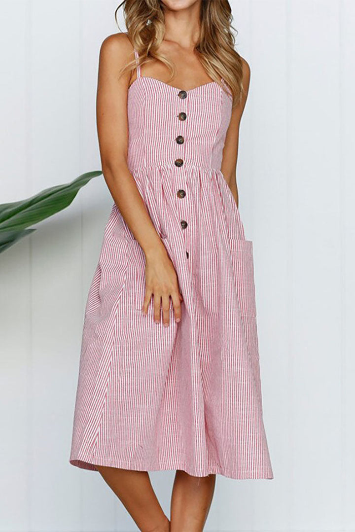 Women's Button-Up Midi Dress-MODAUTLET