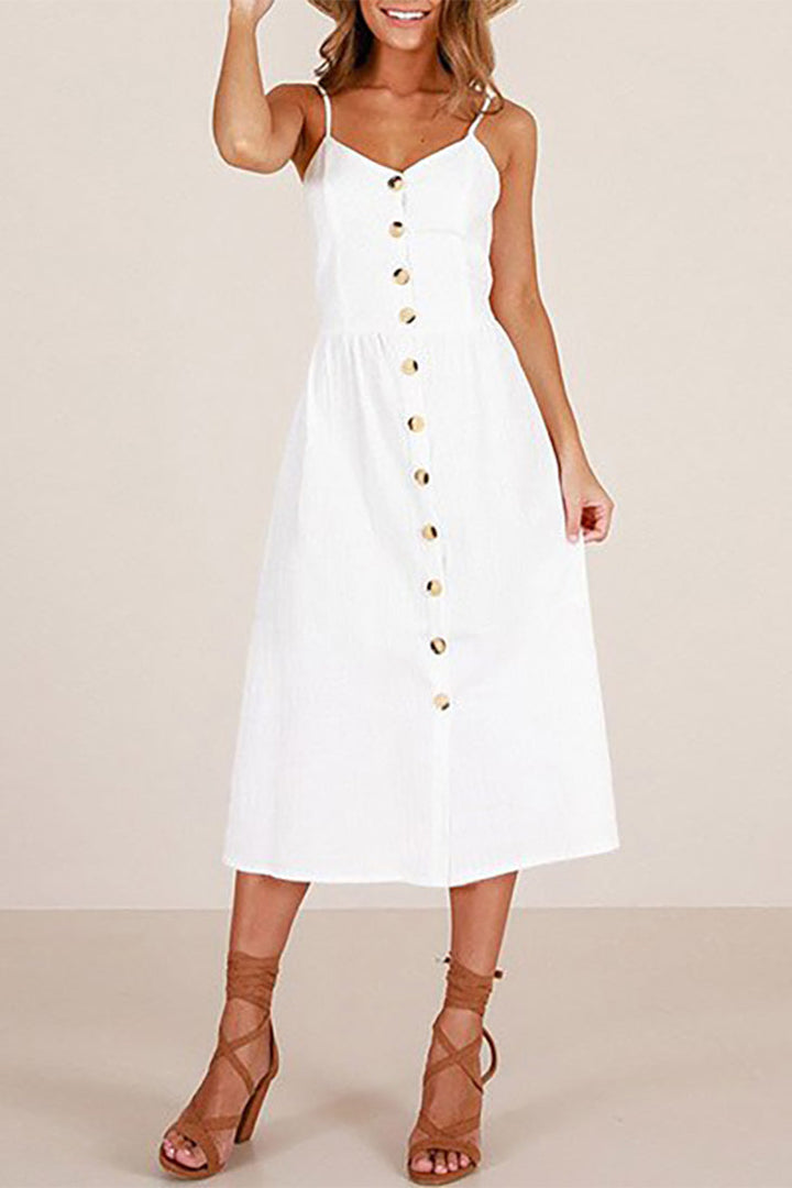 Women's Button-Up Midi Dress-MODAUTLET