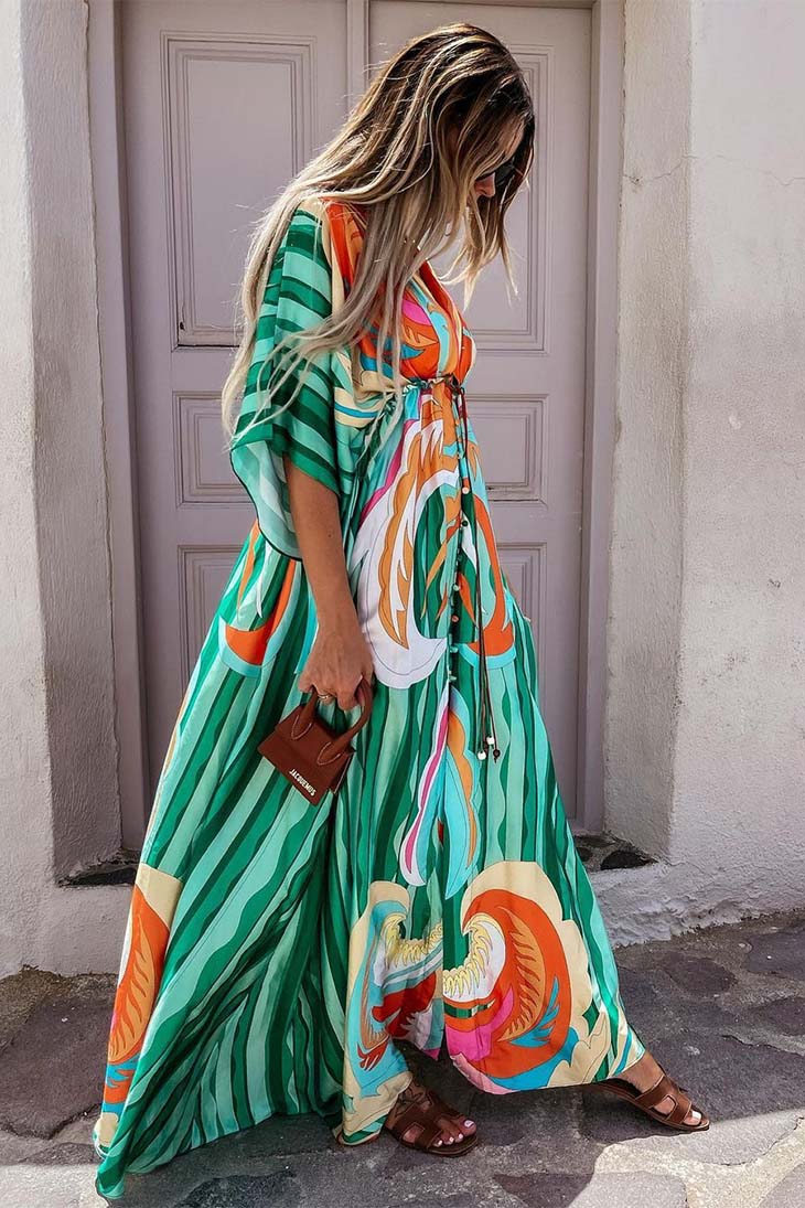 Vestido Kaftan Maxi Boho para Mulher