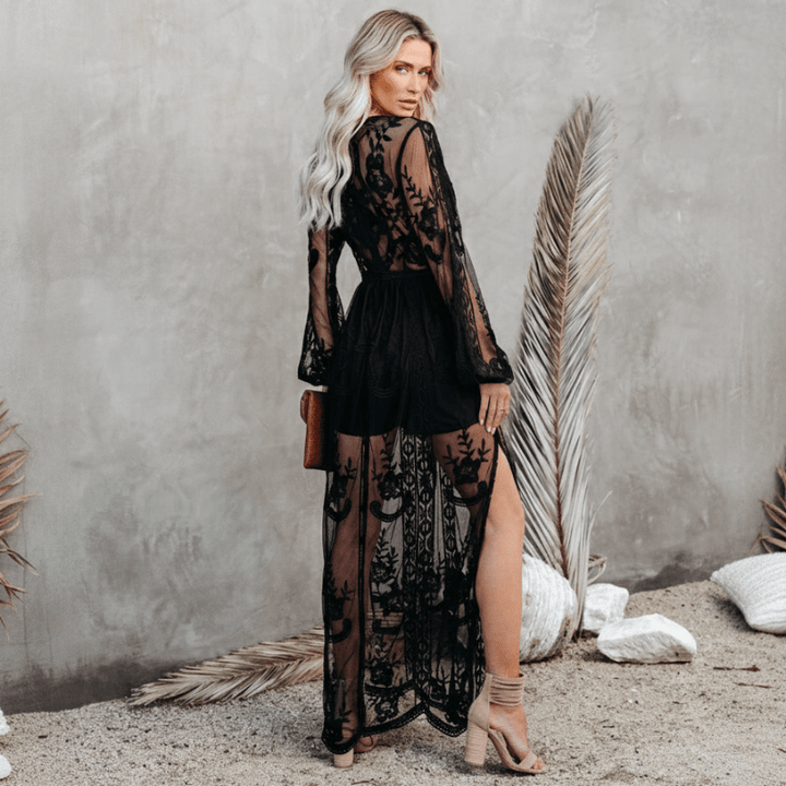 Women's Black Maxi Dress-MODAUTLET