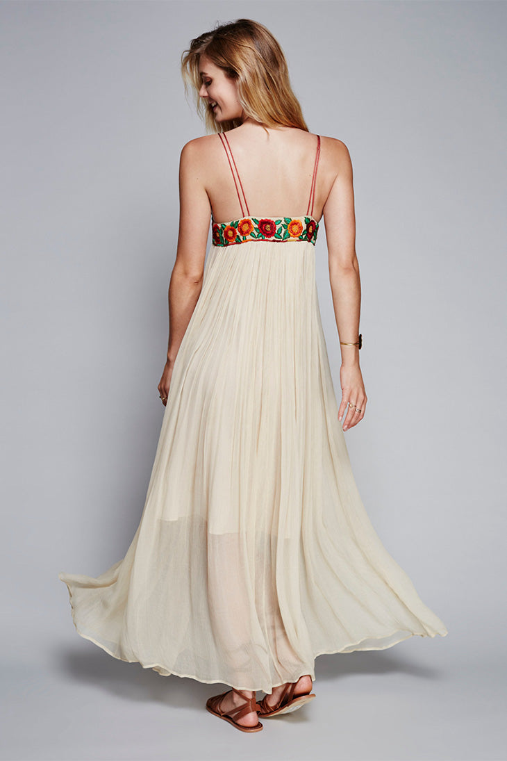 Women's Cream Maxi Dress-MODAUTLET