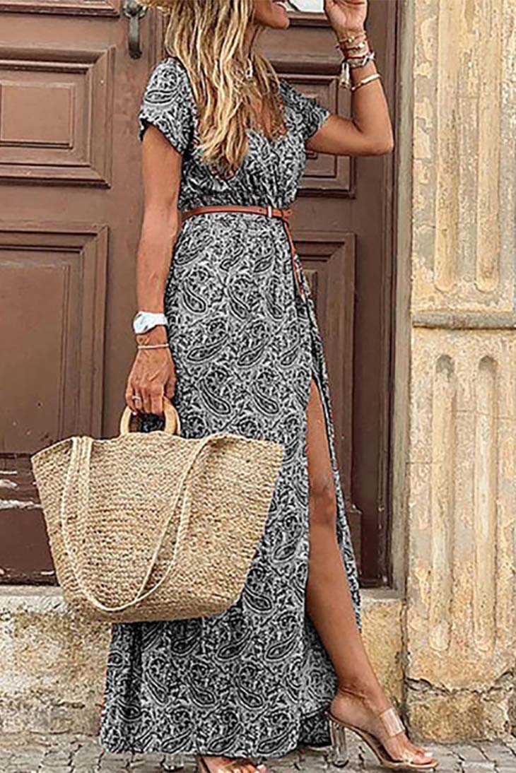 Women's Maxi Dress with Slit-MODAUTLET