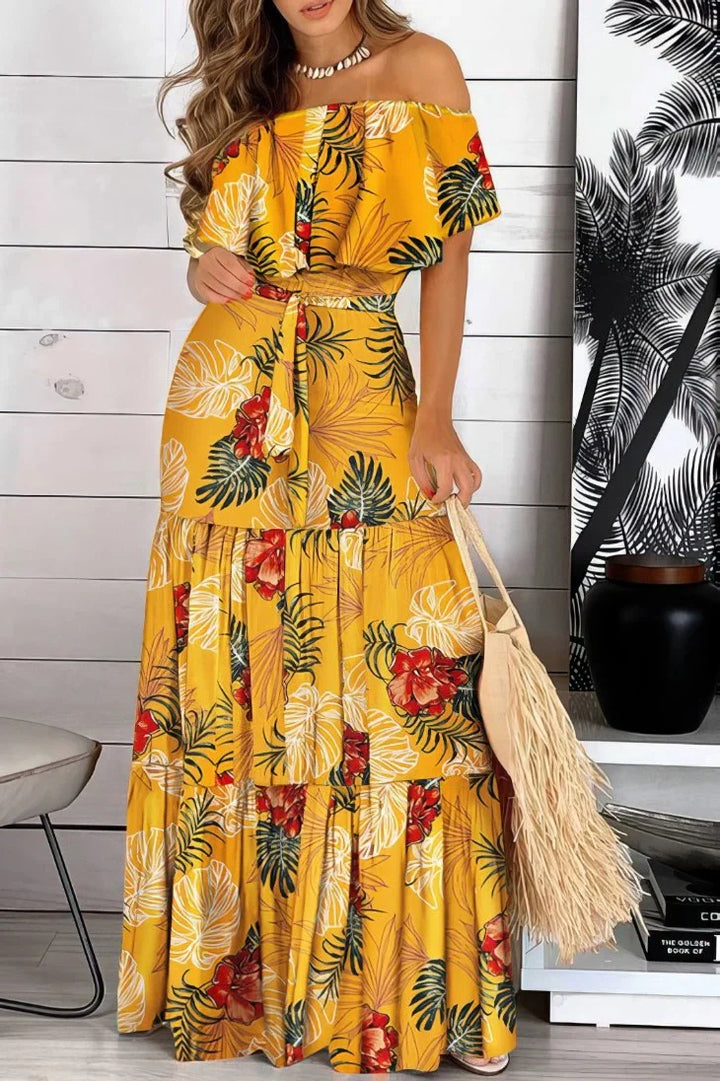 Women's Yellow Maxi Dress-MODAUTLET