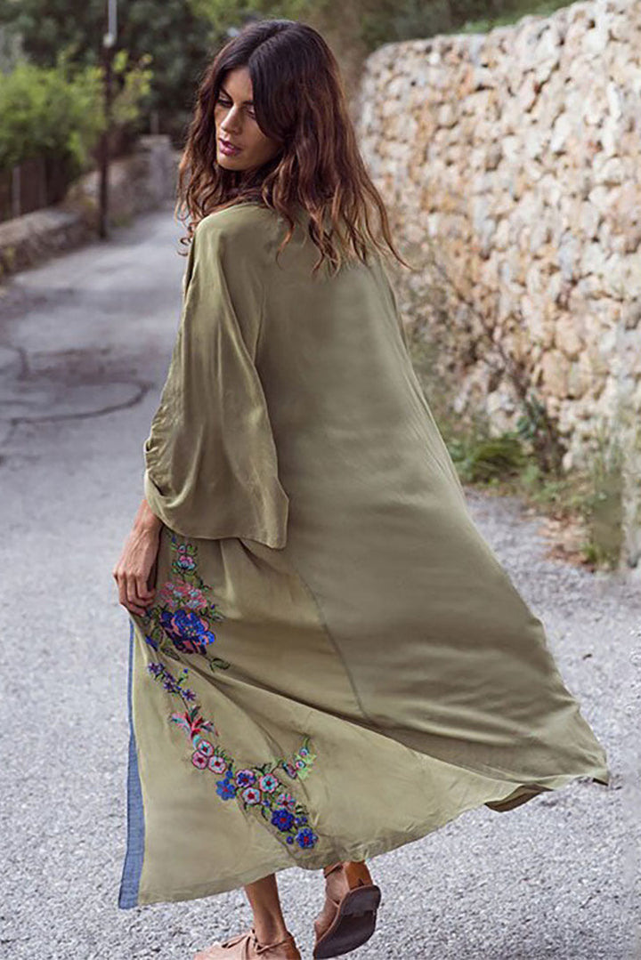 Women's Maxi Dress with Kimono Sleeves-MODAUTLET