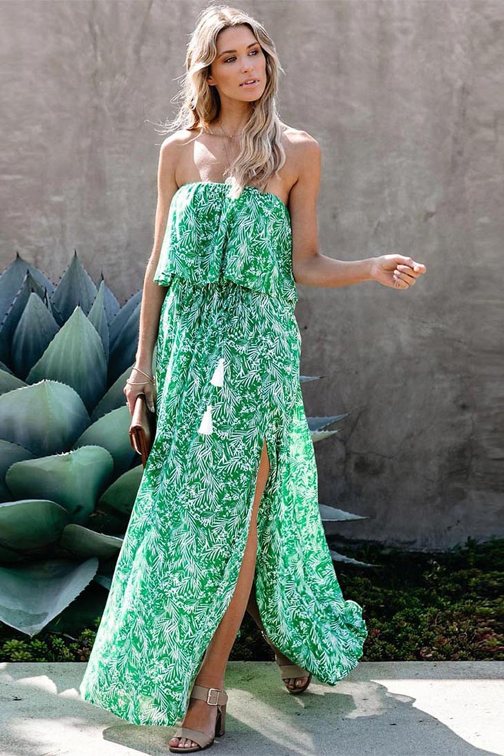 Vestido Maxi Boho Sem Alças para Mulher