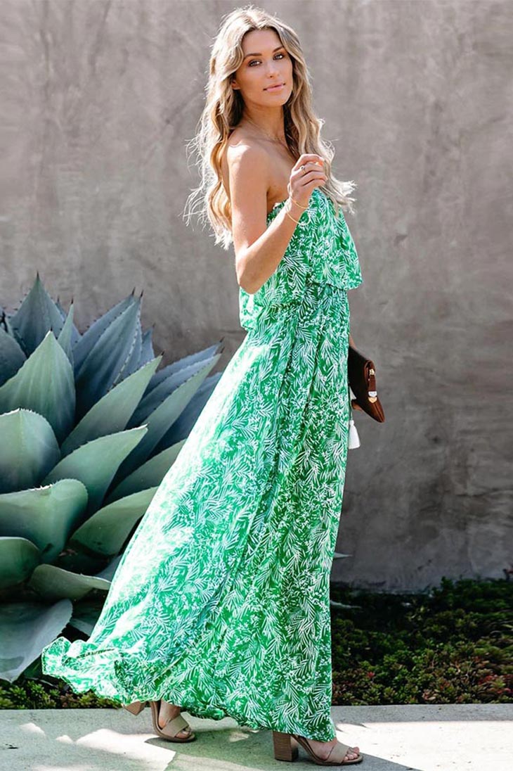 Vestido Maxi Boho Sem Alças para Mulher