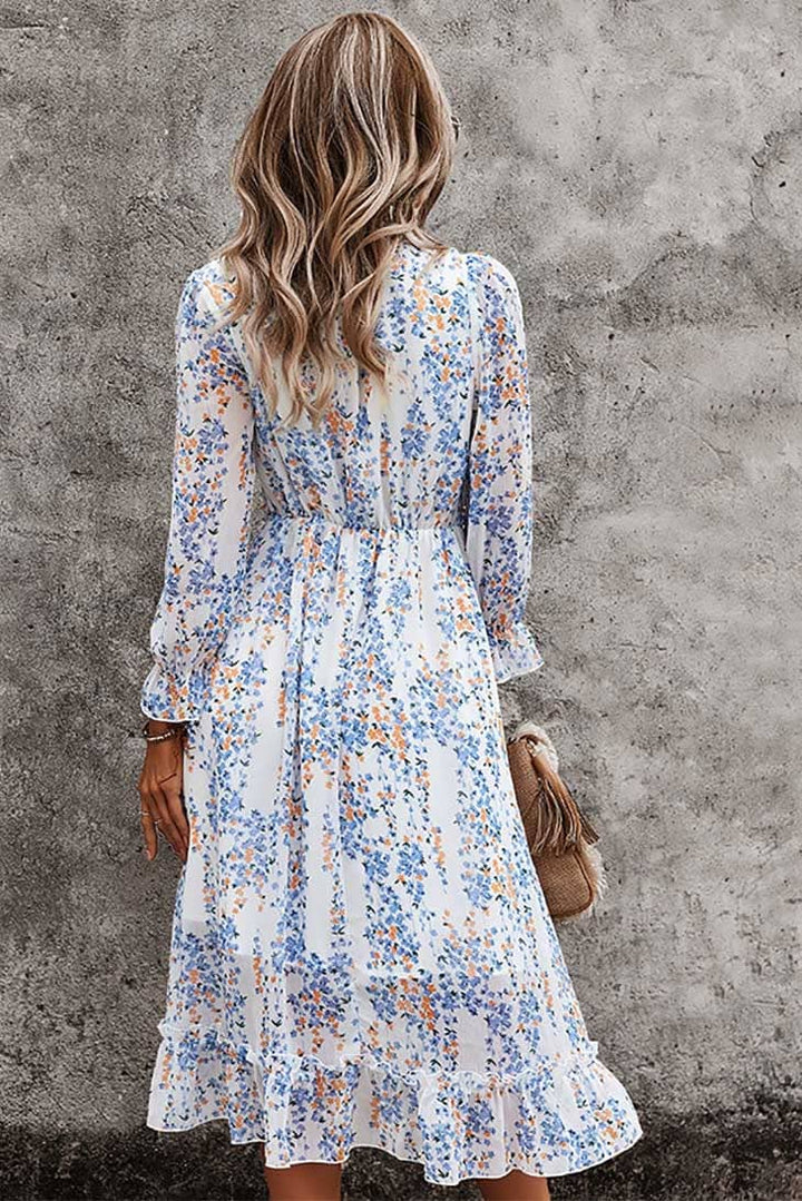 Women's Floral Wrap Midi Dress-MODAUTLET
