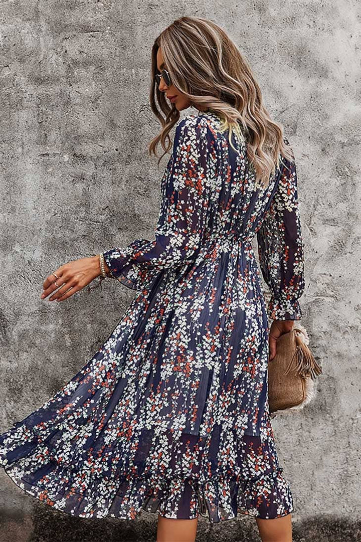 Women's Floral Wrap Midi Dress-MODAUTLET