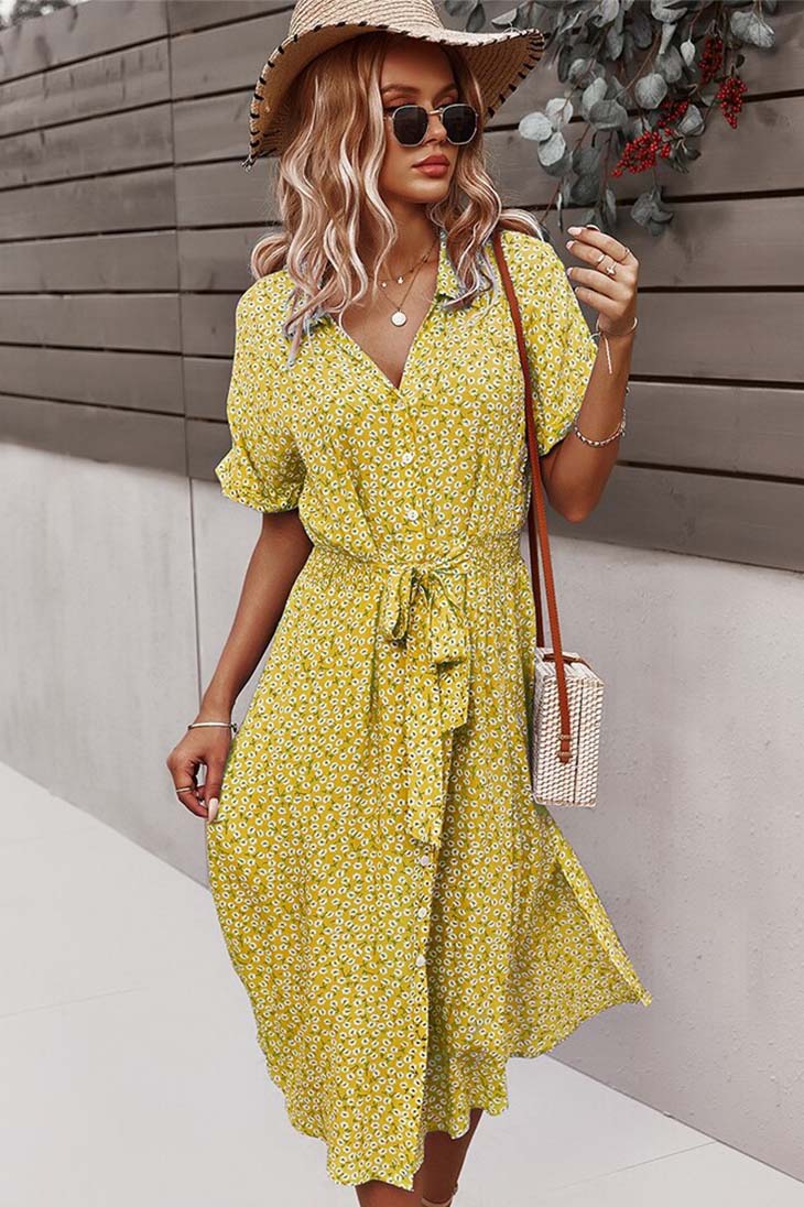Women's Midi Dress with Sleeves-MODAUTLET