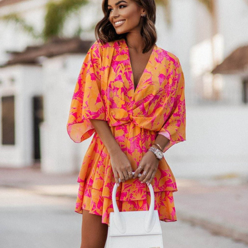 Women's Floral Mini Dress-MODAUTLET
