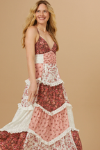 Robe maxi patchwork pour femme