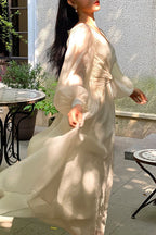 Kvinders Boheme Maxi-kjole med Puffærmer