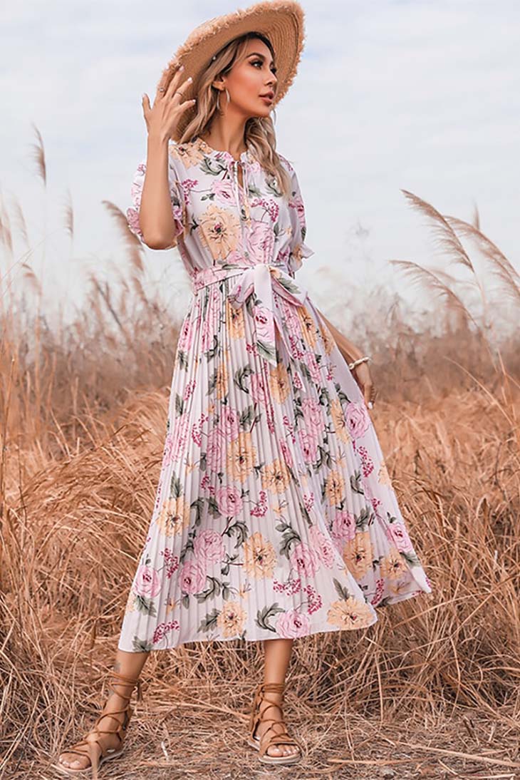 Vestido Maxi Boho com Folhos para Mulher