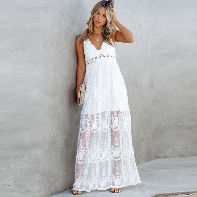 Vestido Boho de Alças Finas para Mulher