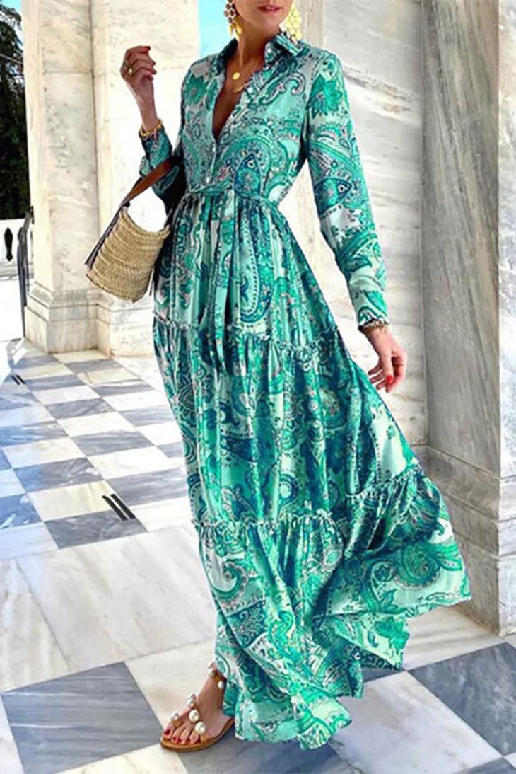 Women's Long Sleeve Maxi Dress-MODAUTLET