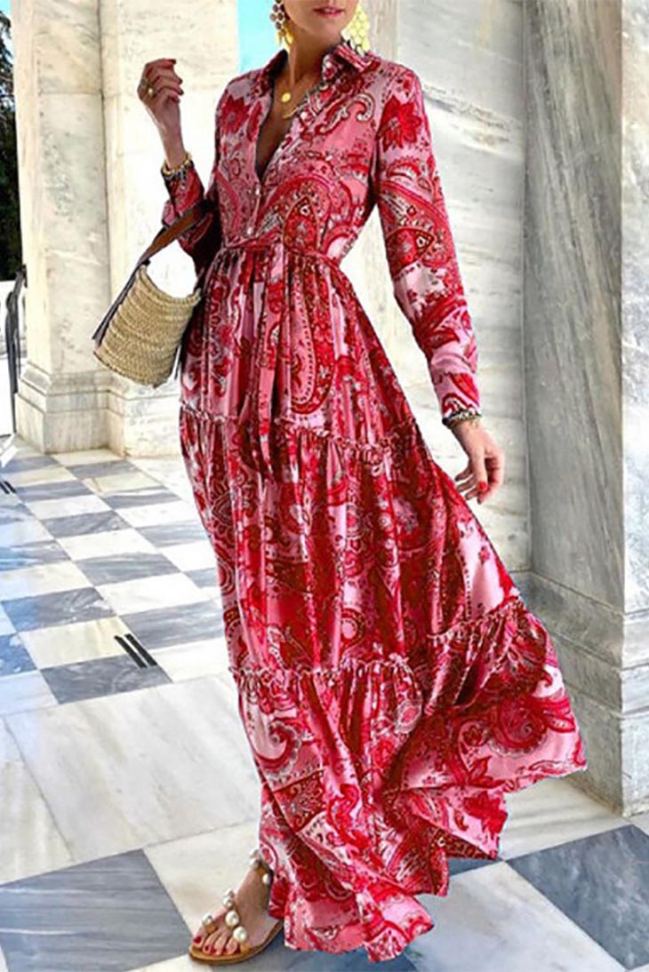 Women's Long Sleeve Maxi Dress-MODAUTLET