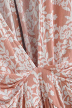 Dame Pink Boho Maxikjole med Bindebånd