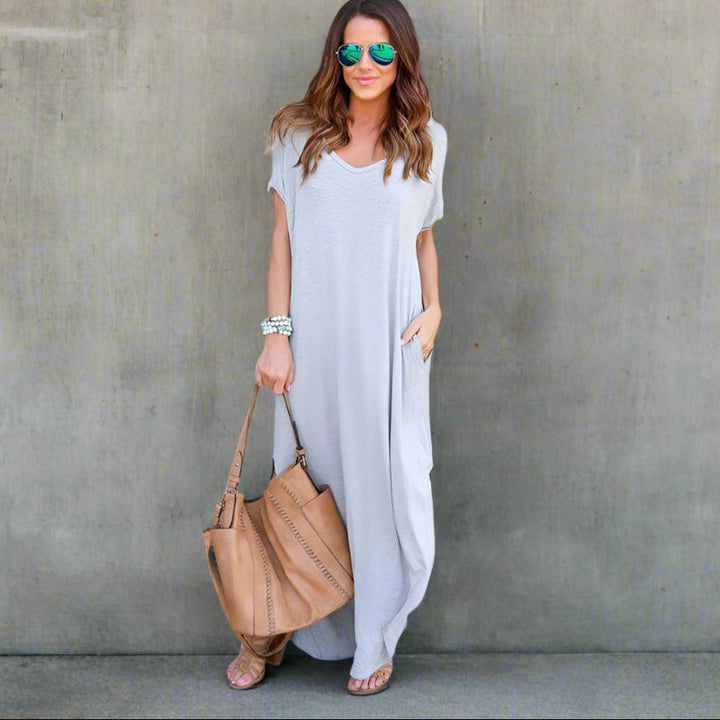 Women's Maxi Dress with T-Shirt Style-MODAUTLET