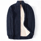 Men's Full-Zip Knitted Fleece-Lined Cardigan Navy