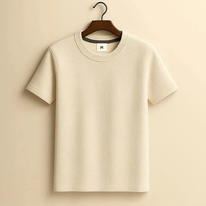 Waffle-Knit Cotton Tee for Ultimate Comfort-MODAUTLET