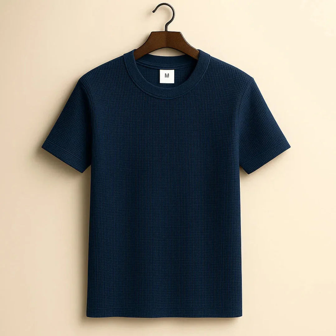 Waffle-Knit Cotton Tee for Ultimate Comfort-MODAUTLET
