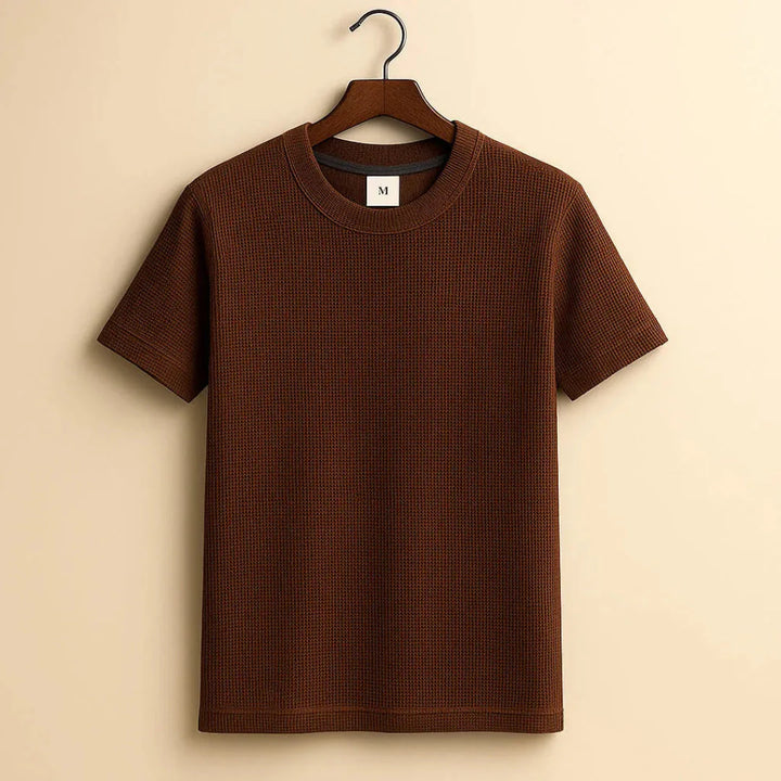 Waffle-Knit Cotton Tee for Ultimate Comfort-MODAUTLET