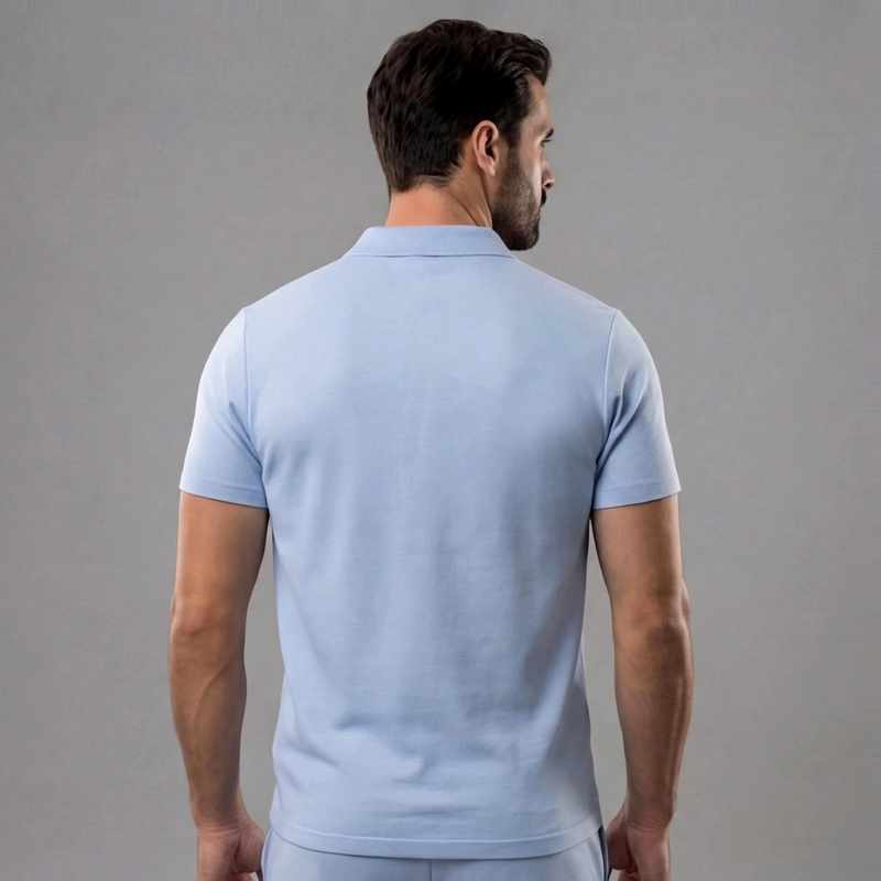 Brandon | Men's Cotton Zip Collar Polo and Drawstring Shorts Set-MODAUTLET