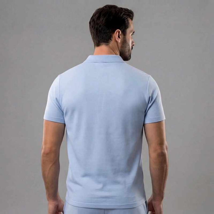 Brandon | Men's Cotton Zip Collar Polo and Drawstring Shorts Set-MODAUTLET