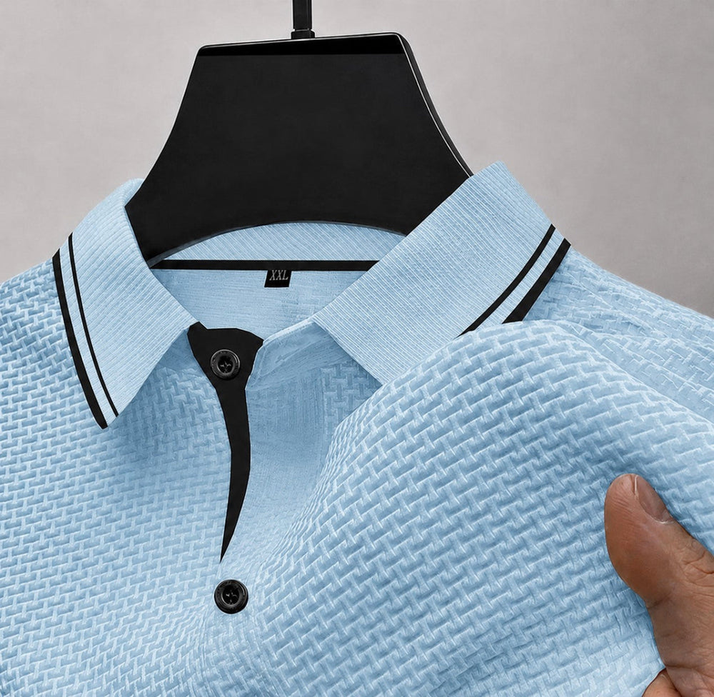 Brandon | Men's Textured Knit Short Sleeve Polo-MODAUTLET