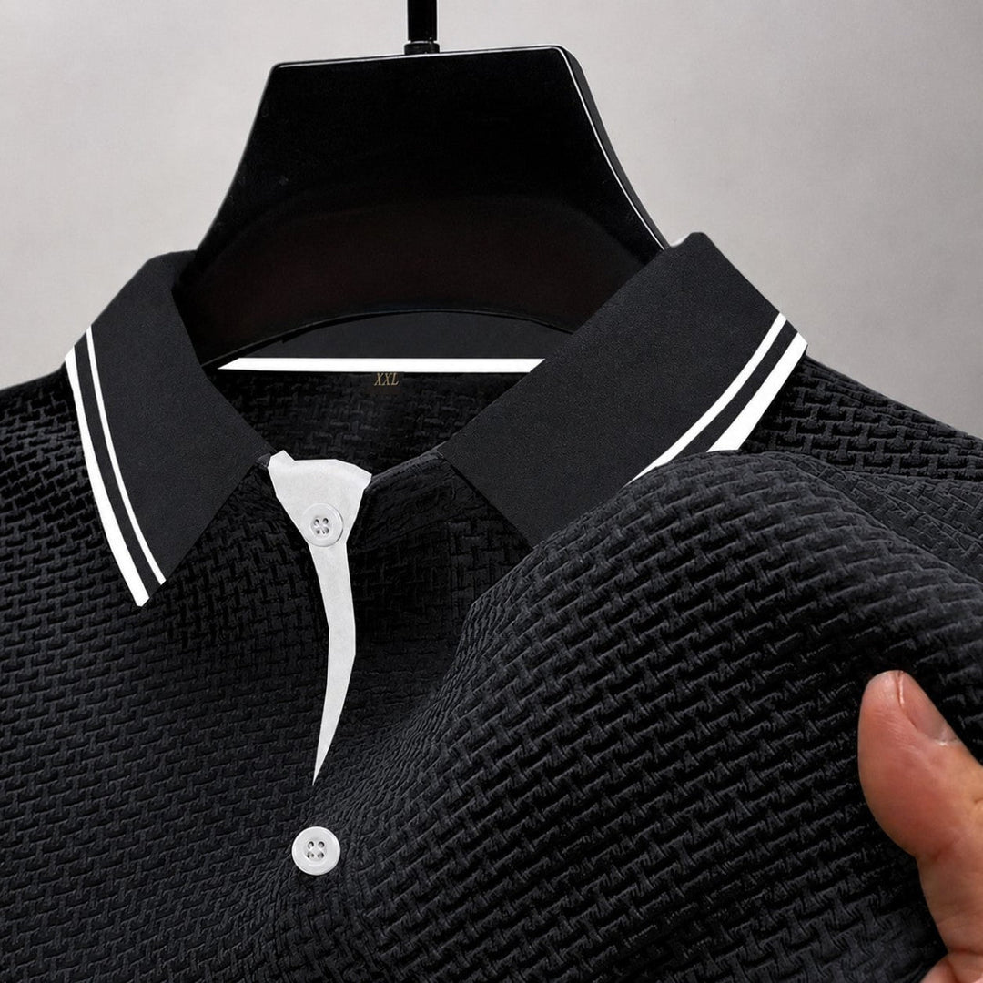 Brandon | Men's Textured Knit Short Sleeve Polo-MODAUTLET