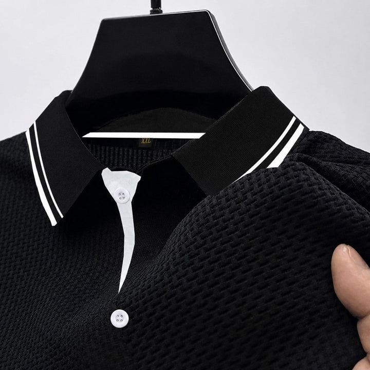 Brandon | Men's Textured Knit Short Sleeve Polo-MODAUTLET