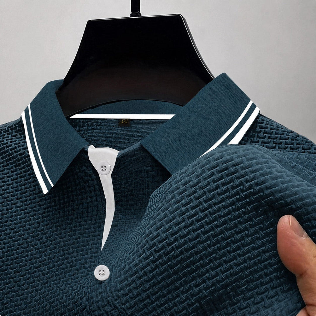 Brandon | Men's Textured Knit Short Sleeve Polo-MODAUTLET