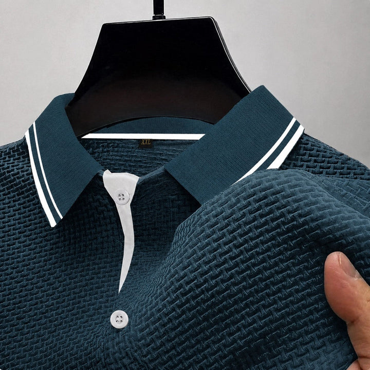 Brandon | Men's Textured Knit Short Sleeve Polo-MODAUTLET