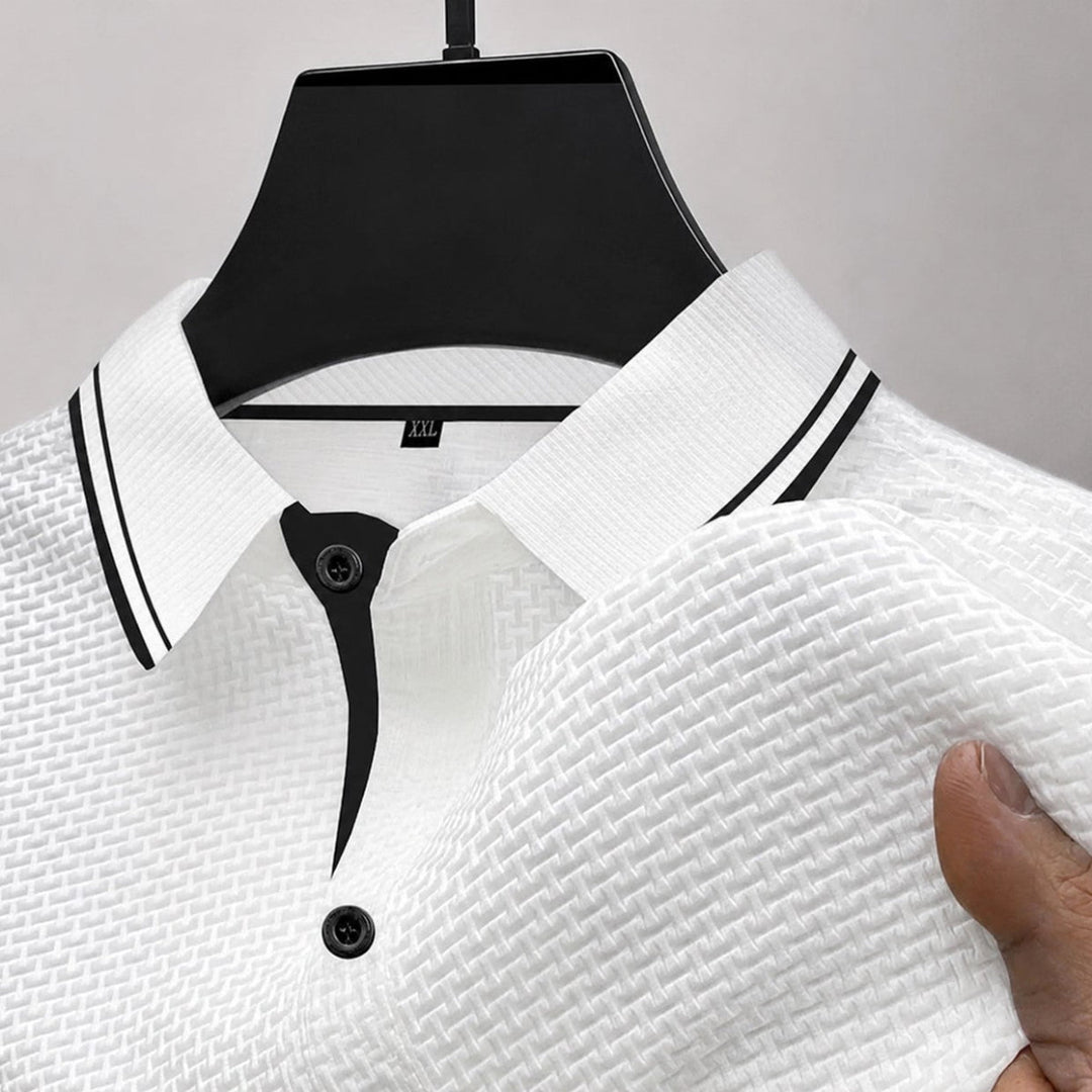 Brandon | Men's Textured Knit Short Sleeve Polo-MODAUTLET