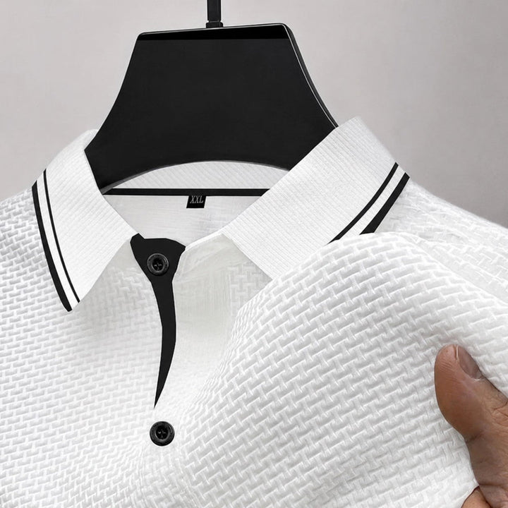 Brandon | Men's Textured Knit Short Sleeve Polo-MODAUTLET
