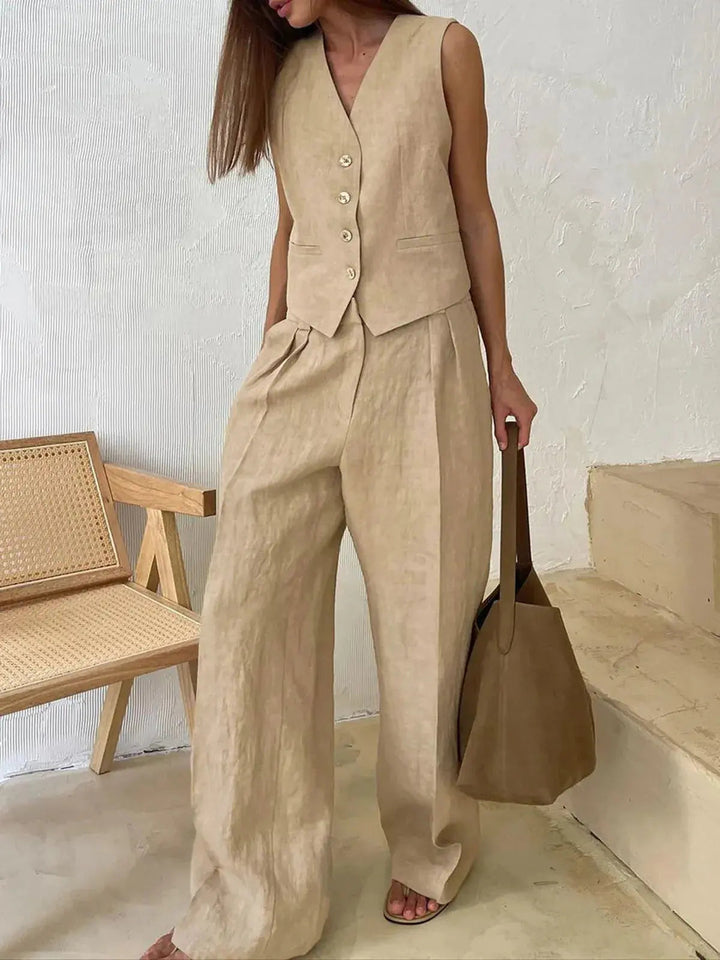 Women's Stylish & Comfortable Breathable Cotton-Linen Two-Piece Set-MODAUTLET