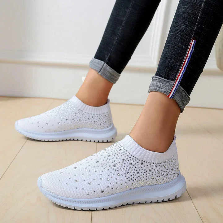 Bridget | Women's Rhinestone Knit Slip-On Sneakers-MODAUTLET
