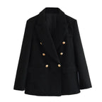 Textured Double-Breasted Jacket Black