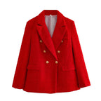 Textured Double-Breasted Jacket Dahlia Red